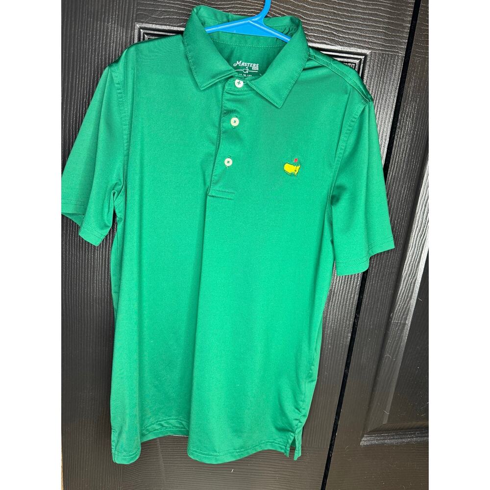 Masters Kids performance polo green embroidered logo youth size M (8-10)